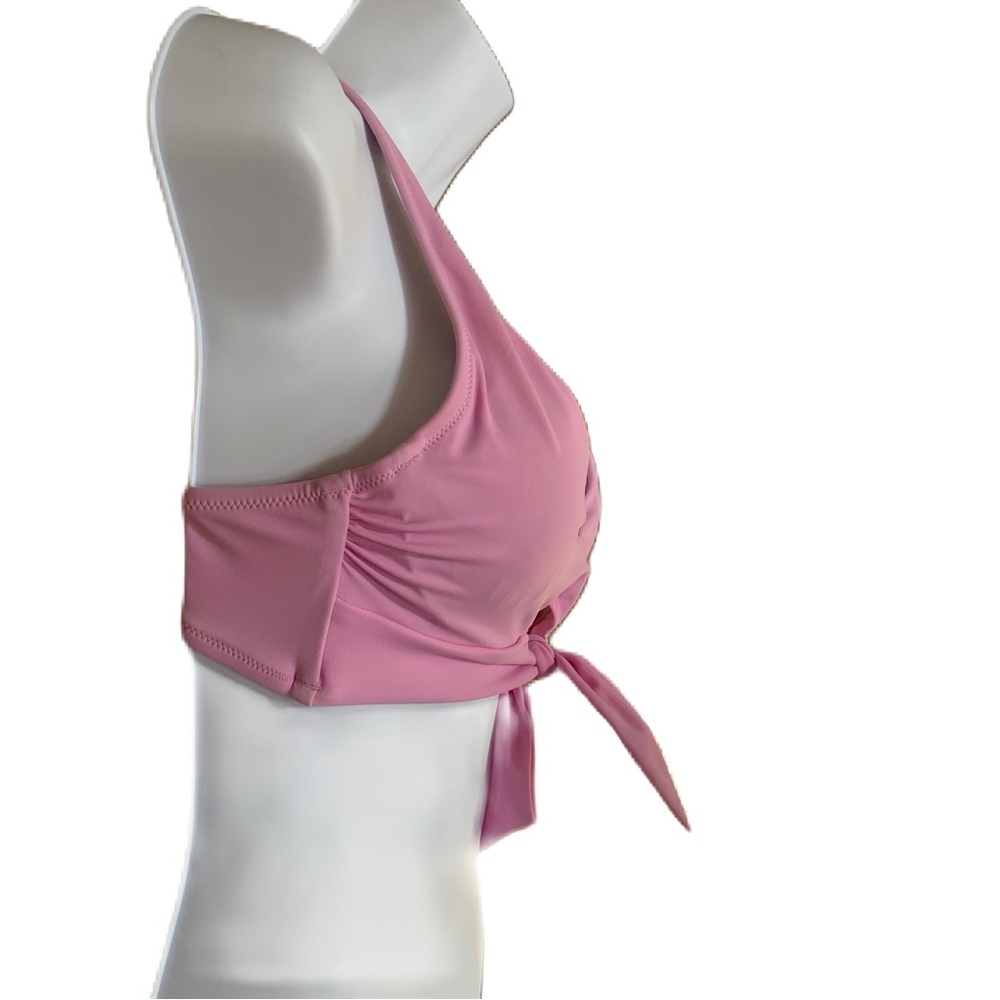 Shade and Shore Pink Tie Front Bralette Bikini Top - Picture 6 of 7